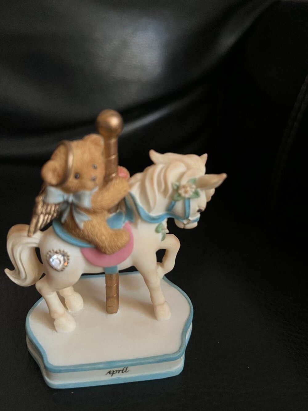 Cherished Teddies April Monthly Carousel 2000 Enesco Priscilla Hillman figurine